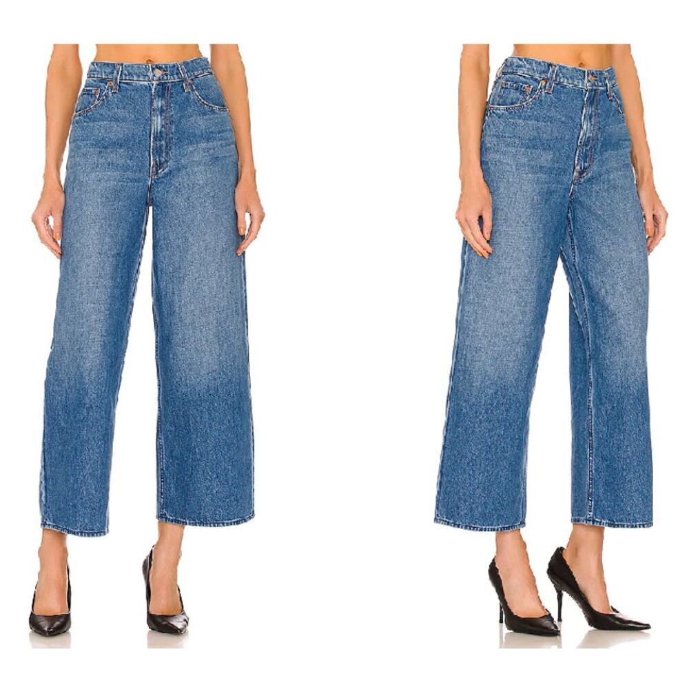 Mother SNACKS! The Fun Dip Ankle Jeans Sz 27 NWT Wide Leg Cropped Medium Wash